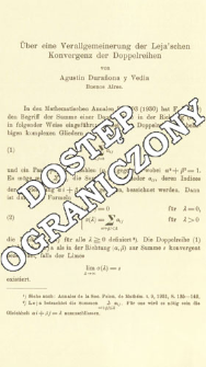 &Uuml;ber eine Verallgemeinerung der Leja'schen Konvergenz der Doppelreihen