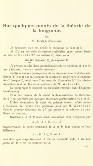 Sur quelques points de la th&eacute;orie de la longueur