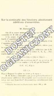 Sur la continuit&eacute; des fonctions absolument additives d'ensembles