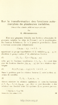 Sur la transformation des fonctions automorphes de plusieures variables
