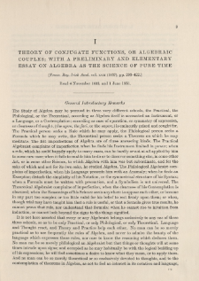 Theory of Conjugate Functions, or Algebraic Couples; with a Preliminary and Elementary Essay on Algebra as the Science of Pure Time (1833, 1835)