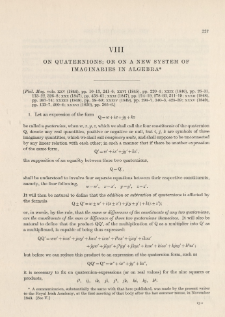 On Quaternions; or on a new System of Imaginaries in Algebra (1844-50)