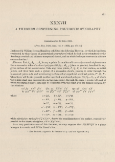 A Theorem concerning Polygonic Syngraphy (1853)