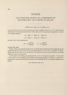 Quaternion Proof of a Theorem of Reciprocity of Curves in Space (1862)