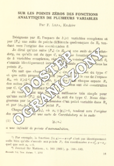 Sur les points z&eacute;ros des fonctions analytiques de plusieurs variables