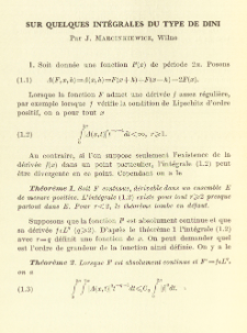 Sur quelques int&eacute;grales du type de Dini