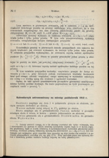 Kalendarzyk astronomiczny na miesiąc październik 1912 r.