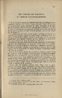 Sur l'origine des radiations et l'inertie électromagnétique, J. de Physique, 1905, 4, 165