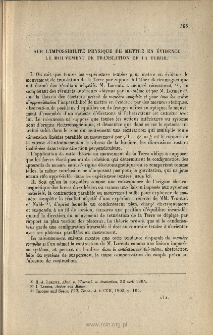 Sur l'impossibilité physique de mettre en évidence le mouvement de la translation de la terre. C. R. Acad. Sci., 1905, 140, 1171