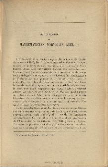 Le centenaire du mathématicien norvégien Abel