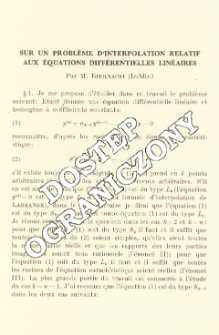 Sur un probl&egrave;me d'interpolation relatif aux &eacute;quations diff&eacute;rentielles lin&eacute;aires