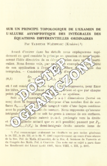 Sur un principe topologique de l'examen de l'allure asymptotique des int&eacute;grales des &eacute;quations diff&eacute;rentielles ordinaires