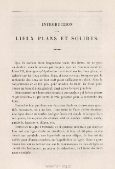 Introduction aux lieux plans et solides