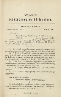 Sprawozdania z Posiedzeń Towarzystwa Naukowego Warszawskiego, Wydział I, Językoznawstwa i literatury. Rocznik 2 (1909)