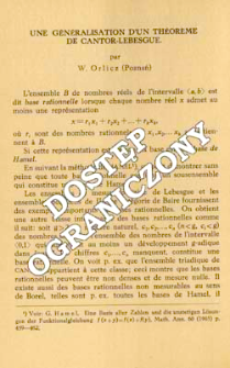 Une g&eacute;n&eacute;ralisation d'un th&eacute;or&egrave;me de Cantor - Lebesgue
