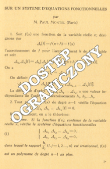 Sur en systeme d'&eacute;quations fonctionnelles