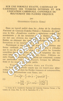 Sur une formule exacte, cardinale et canonique des tensions internes et sur l'&eacute;quation cardinale, canonique du mouvement des fluides visqueux