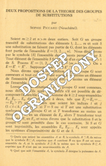 Deux propositions de la th&eacute;orie des groupes de substitutions