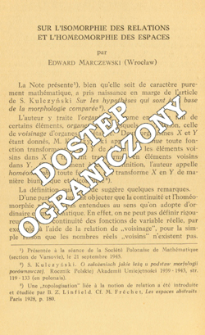 Sur l'isomorphie des relations et l'hom&eacute;omorphie des