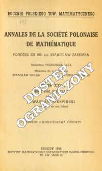 Annales de la Société Polonaise de Mathématique T. 21 (1948), Table of contents and extras