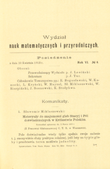 Sprawozdania z Posiedzeń Towarzystwa Naukowego Warszawskiego, Wydział III, Nauk Matematycznych i Przyrodniczych. Rok VI. No 4.