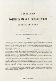 O R&oacute;wnaniach r&oacute;żniczkowych częściowych jednoczesnych