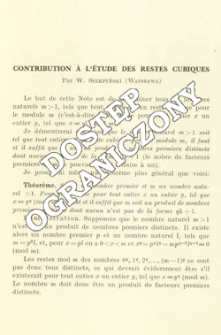 Contribution &agrave; l'&eacute;tude des restes cubiques