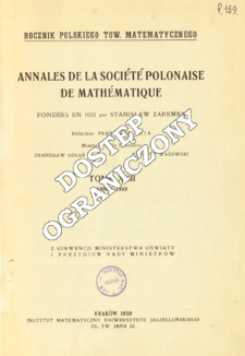 Annales de la Société Polonaise de Mathématique T. 22 (1949), Spis treści i dodatki