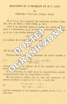 Solution of a problem of M. F. Leja