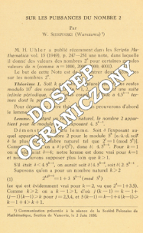 Sur les puissances du nombre 2