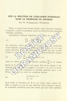 Sur la solution de l'&eacute;quation int&eacute;grale dans le probl&egrave;me de Fourier