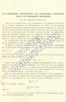 Un th&eacute;or&egrave;me concernant les fonctions continues dans les ensembles ordonnes