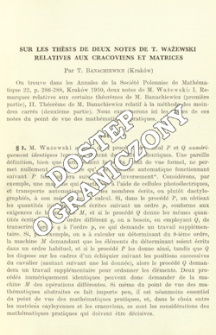 Sur les thèses de deux notes de T. Ważewski relatives aux cracoviens et matrices