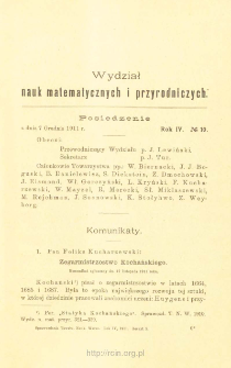 Sprawozdania z Posiedzeń Towarzystwa Naukowego Warszawskiego, Wydział III, Nauk Matematycznych i Przyrodniczych. Rok IV. No. 10.