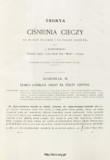 Teorya ciśnienia cieczy na ściany płaskie i na ściany krzywe (Rozdział II: Teorya ciśnienia cieczy na ściany krzywe)