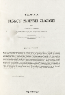 Teorya funkcyj zmiennej złożonej