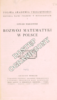 Rozw&oacute;j matematyki w Polsce
