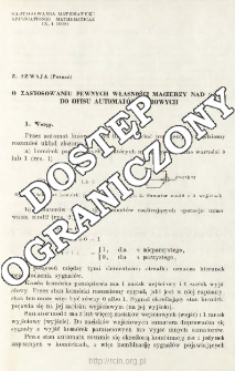 O zastosowaniu pewnych własności macierzy nad GF(2) do opisu automat&oacute;w liniowych