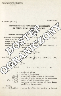 Algorithm 5 - Solution of the transportation problem by Brigg's dual labaling method