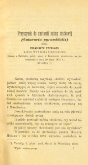 Przyczynek do anatomii zaćmy stozkow&eacute;j (Cataracta pyramidalis)