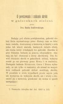 O powstawaniu i znikaniu skrobi w gałeczkach zieleni