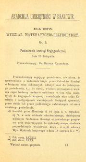 Posiedzenie komisyi fizyjograficznej dnia 29 listopada