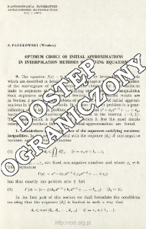 Optimum choice of initial approximations in interpolation methods of solving equations