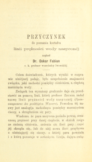 Przyczynek do poznania kształtu linii prężności wody nasycon&eacute;j