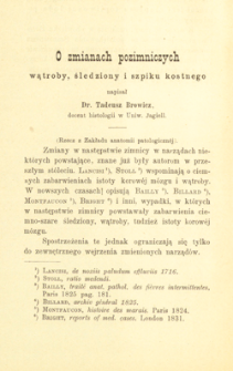 O zmianach pozimnicznych wątroby, śledziony i szpiku kostnego