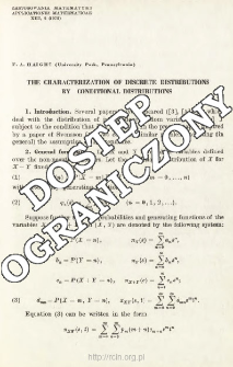 The characterization of discrete distributions by conditional distributions