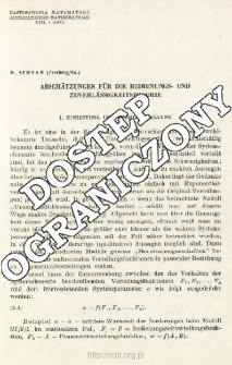 Absch&auml;tzungen f&uuml;r die bedienungs - und zuverl&auml;ssigkeitstheorie