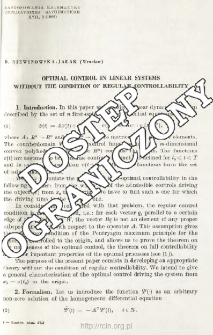 Optimal control in linear systems without the condition of regular controllability