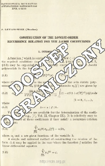 Construction of the lowest-order recurrence relation for the Jacobi coefficients