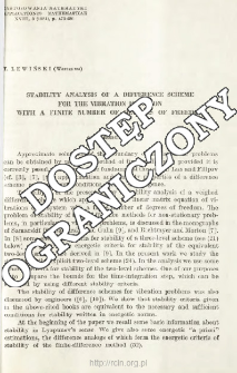 Stability analysis of a difference scheme for the vibration equation with a finite number of degrees of freedom.